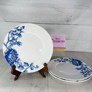 Biltmore CHATEAU Blue Floral White Round Porcelain 9" Luncheon Plates Set of 3